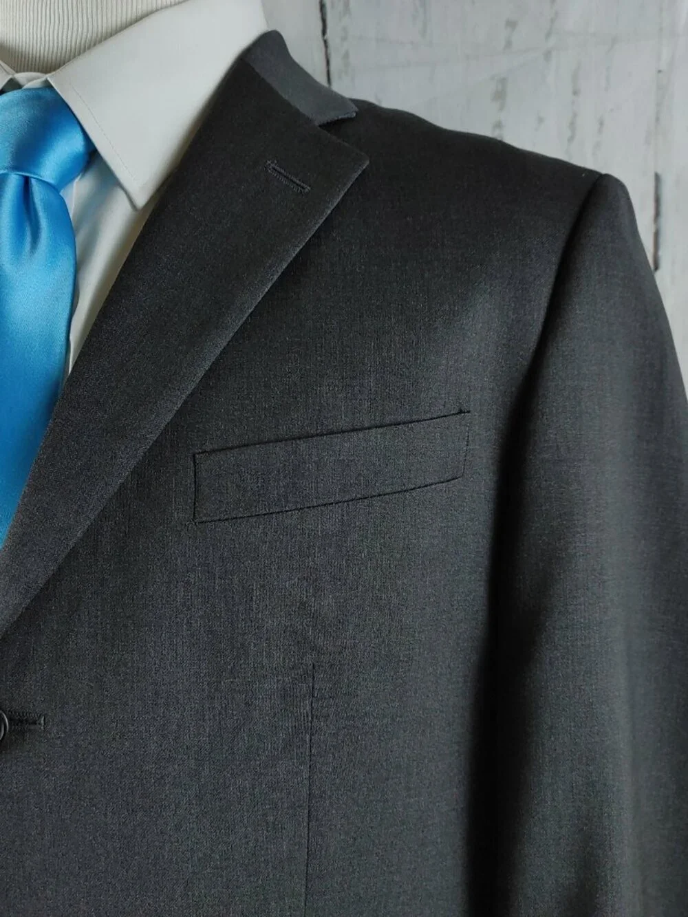 Banana Republic Modern 42S Wool 3 Button Charcoal Gray 2pc Suit 34x36 Flat Front